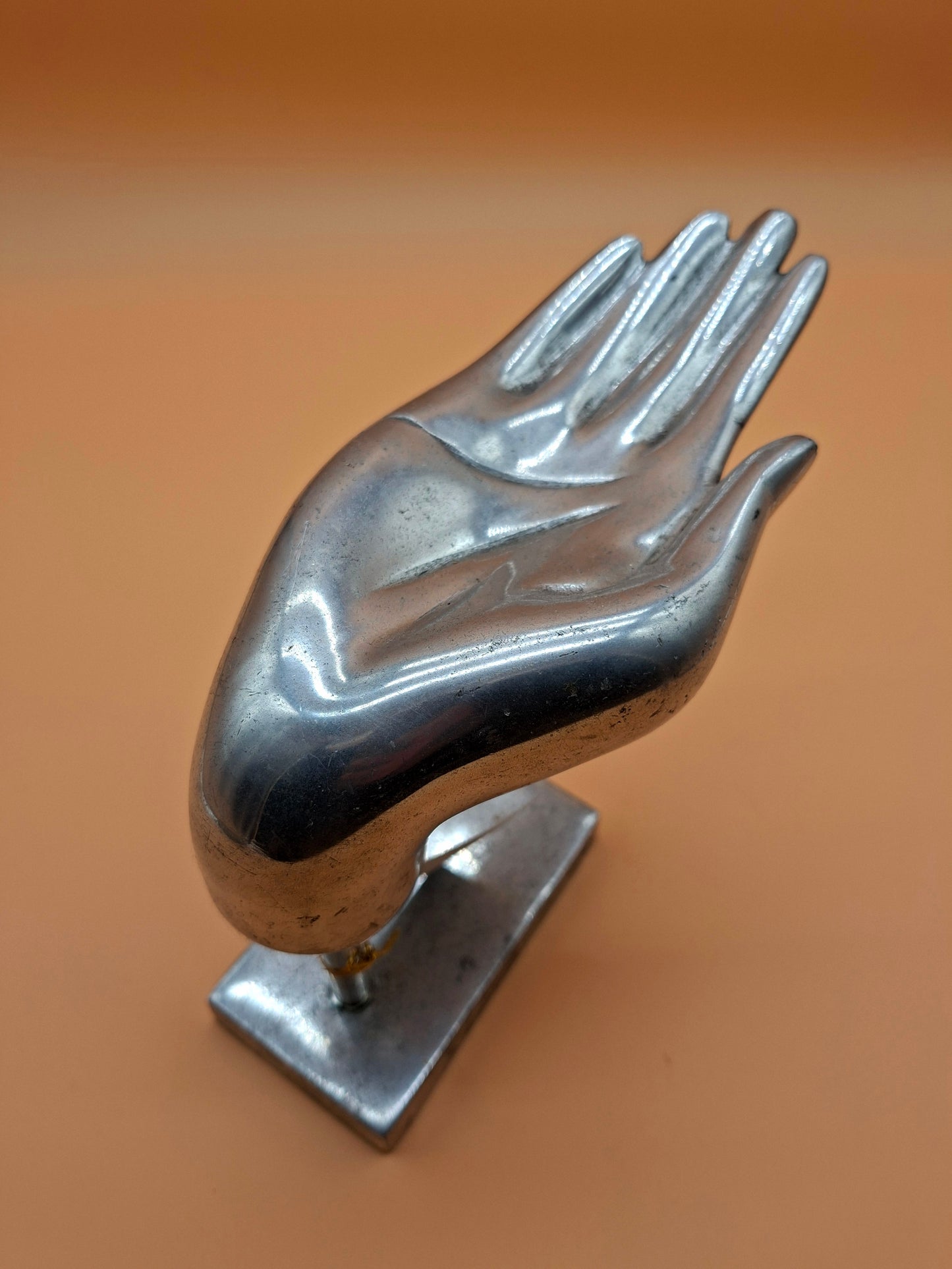 Vintage Metalen Hand Sculptuur